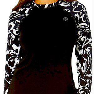 Hurley Long Sleeve Rash Guard Ink Fresco black and white size Large